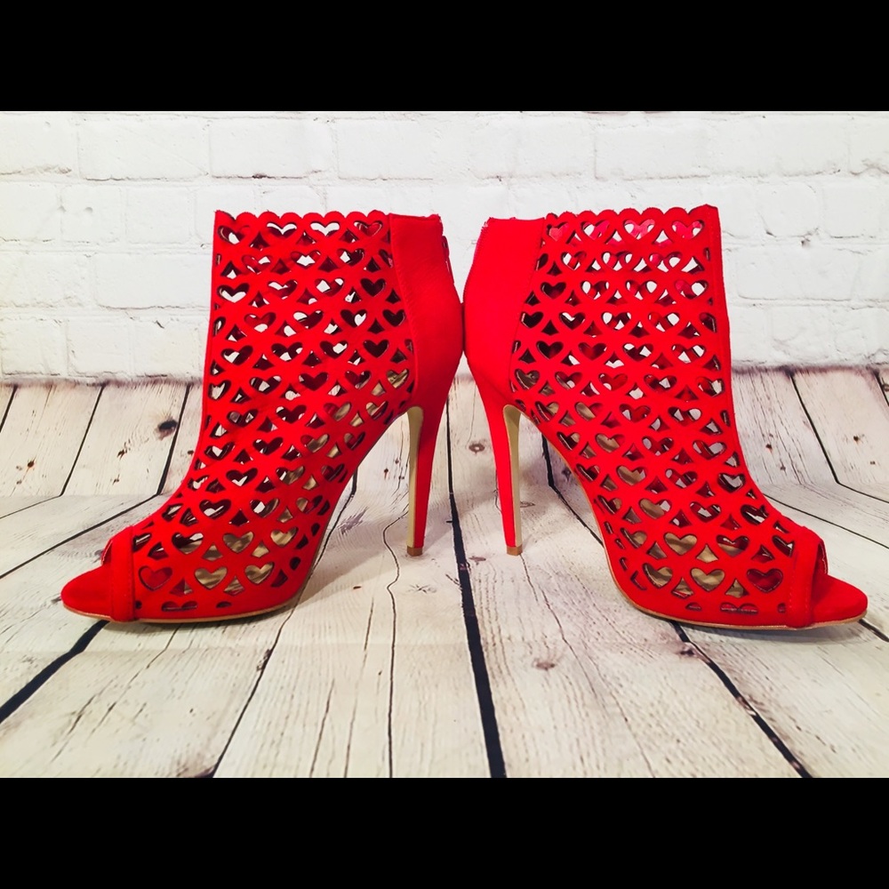New JustFab Heart Cutout Booties